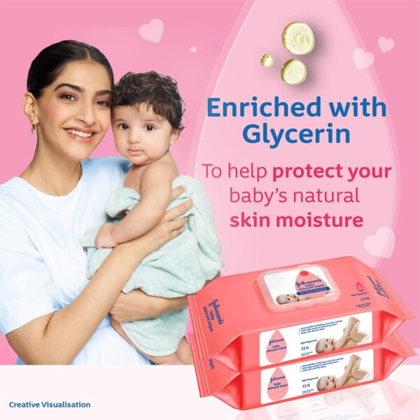 Johnson's Baby Wet Wipes | Alcohol & Soap Free | Prevents Rashes & Redness |(Pack of 5) (360 Wet Wipes)
